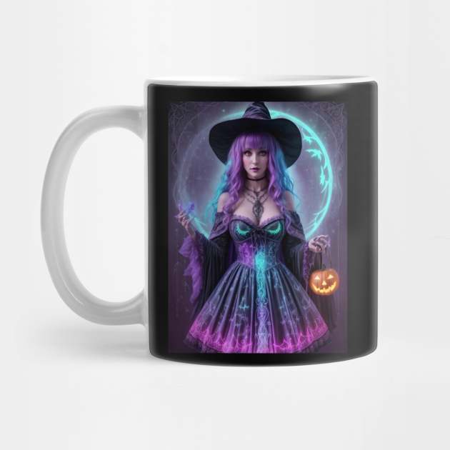 Halloween Spooky Neon Black Magic Witch by TrendyTees